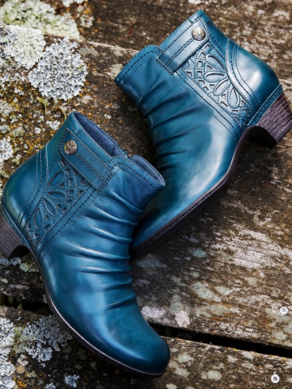 Rockport | 'Cobb Hill' Teal Leather Ankle Booties, Size 7 1/2